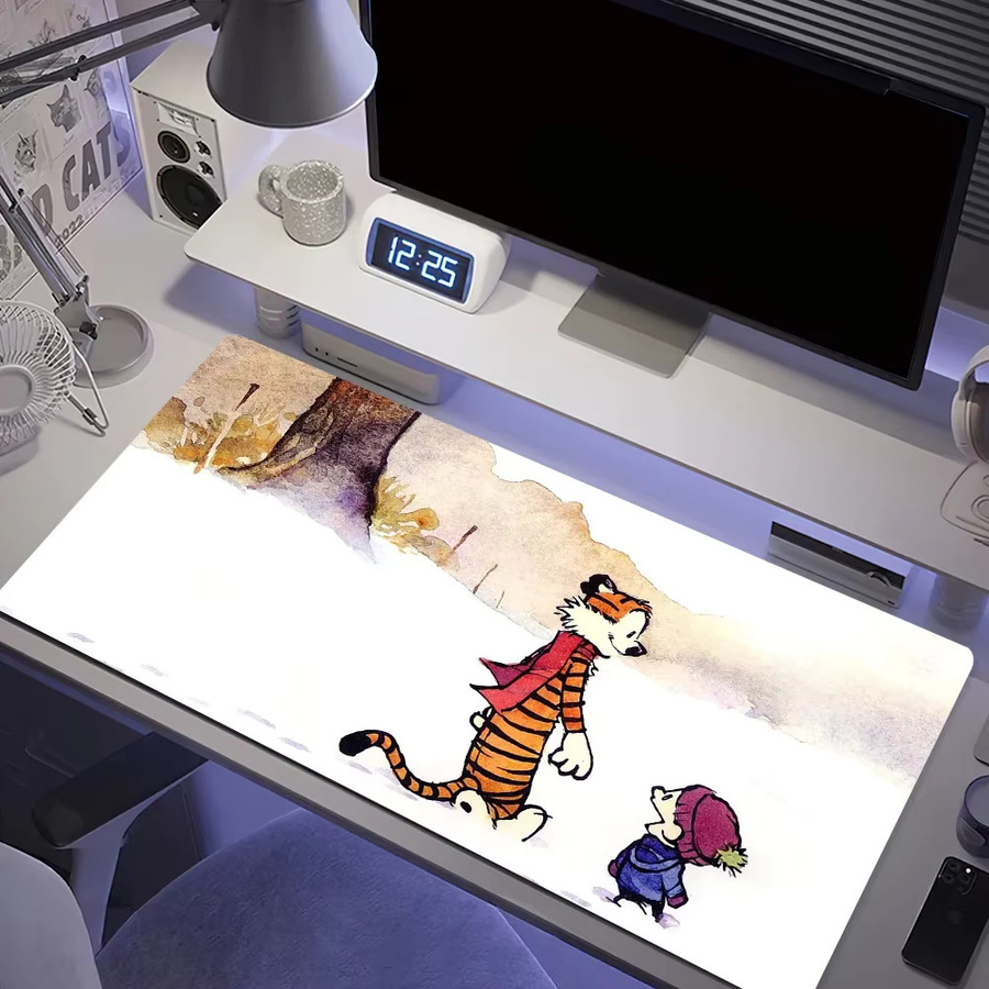 Calvin und Hobbes Cute For PC Gaming-Mauspad mit genähten Kanten und rutschfester Gummibasis, Multicolor - Bild 4