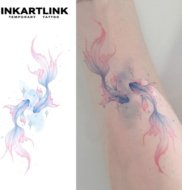 INKARTLINK Temporäre Tattoo Aufkleber, Fisch, Unisex, Wasserdicht - Bild 1