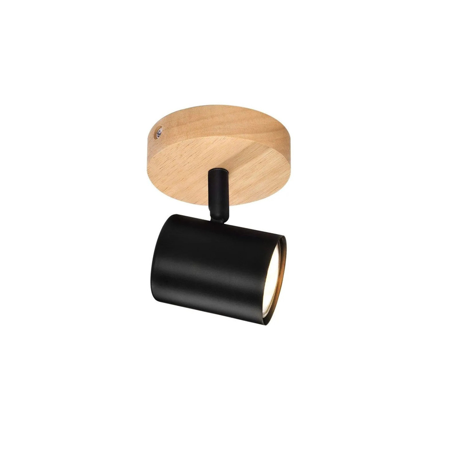 NETTLIFE Deckenstrahler im Industrial Design aus Metall und Holz in Schwarz, verstellbar mit GU10 Fassung - Bild 2