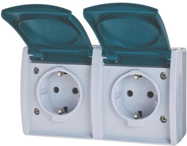 Busch-Jaeger Steckdose 2-fach Aufputz IP 44 Serie Ocean - Bild 1