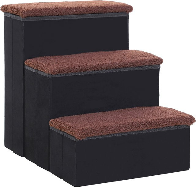 PawHut Haustiertreppe aus MDF mit 3 Stufen und Stauraum für Katzen und Hunde, Schwarz, B/T/H: 40 x 54 x 48 cm - Bild 1