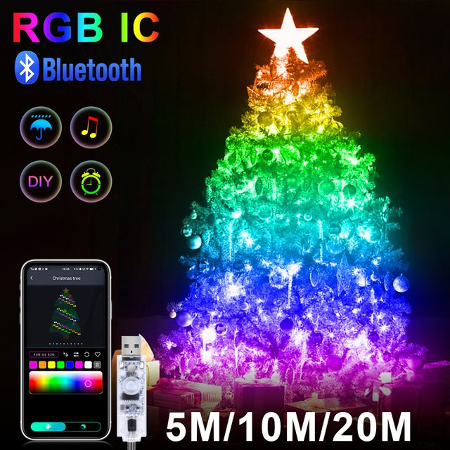 Guillermo RGBIC LED Kupferdraht Lichterkette mit Bluetooth und USB-Anschluss, Multicolour - Bild 1