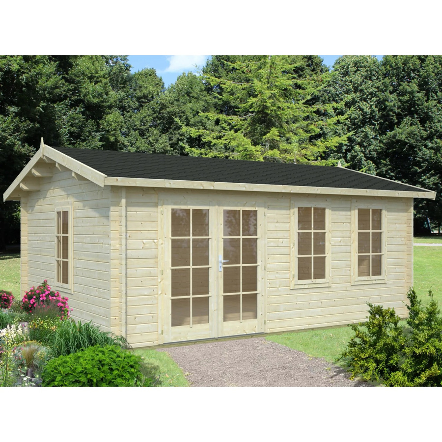 Palmako Iris Blockbohlenhaus aus Fichtenholz in Hellbraun mit Satteldach B/H/T: 510 x 262 x 390 cm - Bild 2