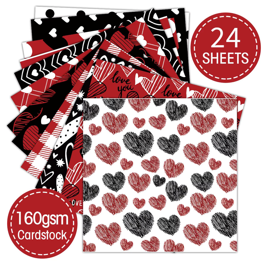 24 Stück romantisches Scrapbook-Papier für Valentinstag und DIY-Handwerk zum Dekorieren von Tagebuch und Scrapbooking - Bild 6