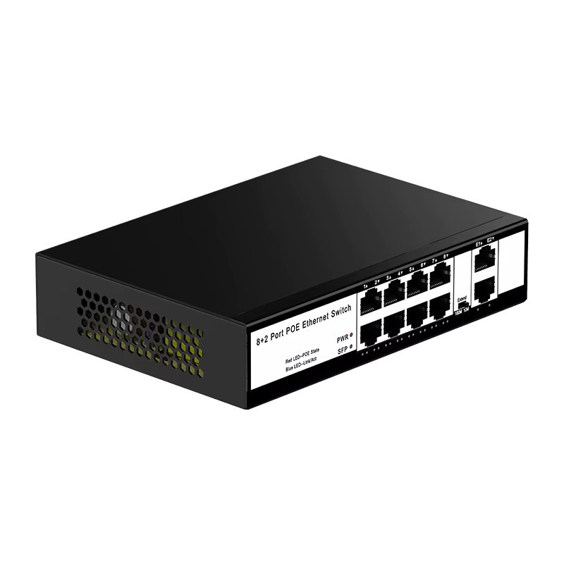HORACO 8 Port PoE Netzwerk Switch 100Mbps mit 96W für IP Kameras und Überwachung, Schwarz - Bild 7