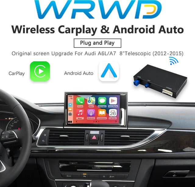 WRWD Drahtloses CarPlay und Android Auto Interface für Audi A6L und A7 (2012-2015) mit 8 Zoll Original Display Upgrade in Schwarz - Bild 1