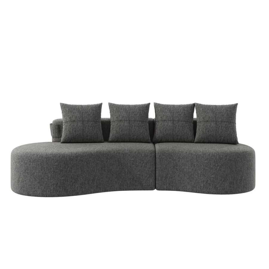 PXloue Stoffsofa in Dunkelgrau mit 4 Kissen, Becherhalter und Seitentaschen für dein Wohnzimmer - Bild 2