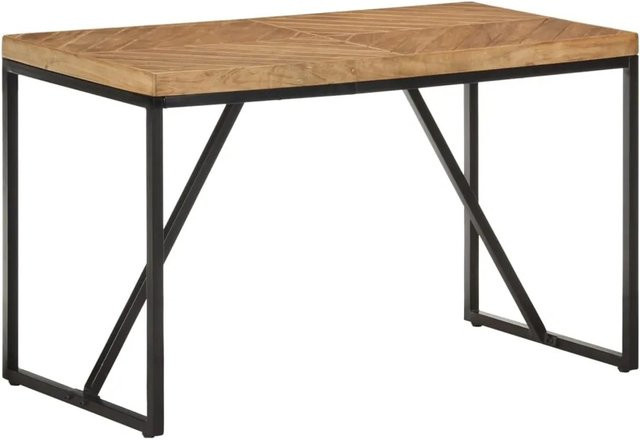 vidaXL Esstisch aus massivem Akazien- und Mangoholz in Braun mit schwarzer Pulverbeschichtung im industriellen Look, B/T/H: 120 x 60 x 76 cm - Bild 1