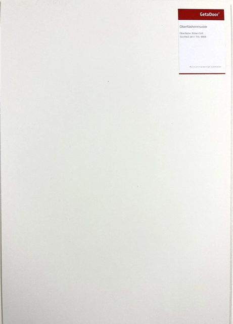 GetaDoor Oberflächenmuster Brillant Soft in Siraweiss RAL9003 DIN A4 - Bild 1