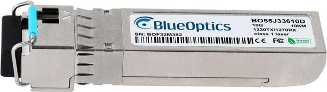 BlueOptics SFP+ Bidi Transceiver Singlemode für 10 Gigabit Highspeed Datenübertragungen, kompatibel mit Allied Telesis AT-SP10BD10/I-13, Farbe: Silber - Bild 1