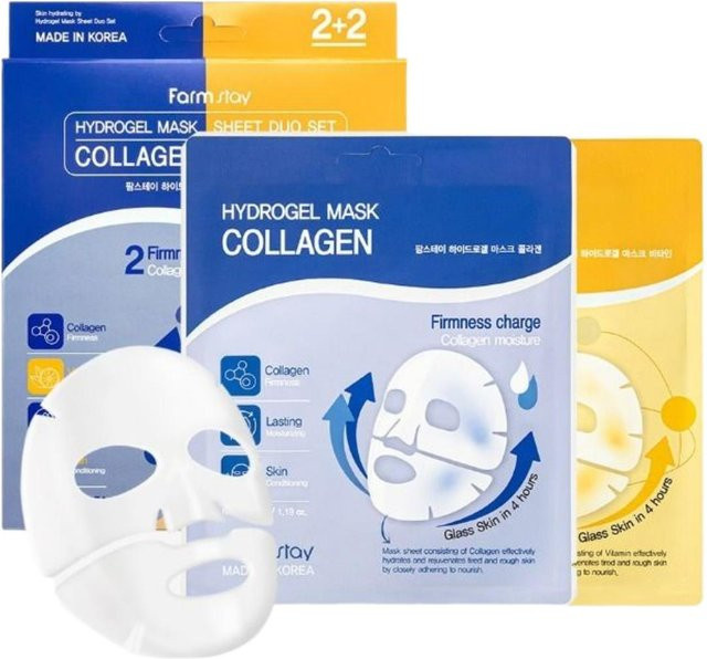 Farmstay Hydrogel Maskenblatt Duo Set, Feuchtigkeitsspendend, 34g x 4 Stück - Bild 1