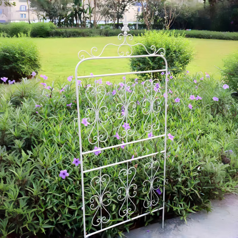 Multifunktionaler Blumenständer aus Schmiedeeisen für Balkon und Garten als Rankgitter und Zaun Dekoration, Farbe: Grün oder Weiß - Bild 3