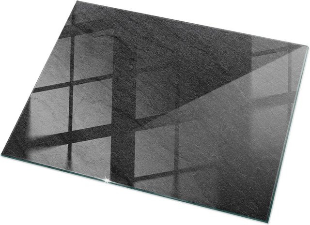 Tulup Tischplatte aus Glas in Schwarz mit Natursteinstruktur, B/T: 120 x 80 cm - Bild 1