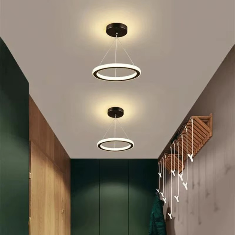 Feimefeiyou LED-Pendelleuchte in Ringform, Weiß, Nordisches Design für Wohnzimmer, Schlafzimmer und Flur - Bild 2
