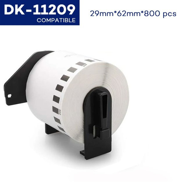 KZE TAPE Thermopapier Adressetiketten DK-11209 Weiß, 1 Rolle mit 800 Stück, B: 29 mm, H: 62 mm, kompatibel mit Brother QL Label QL-500 und QL-570 Druckern - Bild 1