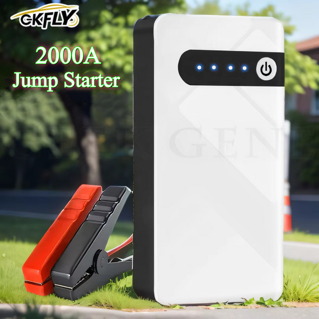 GKFLY Tragbares Auto-Starthilfegerät 12V mit 2000A, Batterie-Booster und Powerbank in Weiß - Bild 1