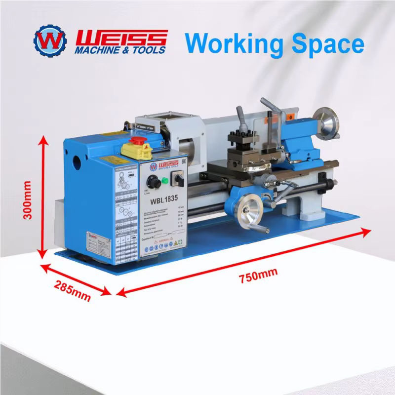 WEISS WBL1835 Tischmetalldrehmaschine in Weiß und Blau mit 750 W, variabler Geschwindigkeit 0–2250 U/min und 32 mm Spindelbohrung - Bild 2