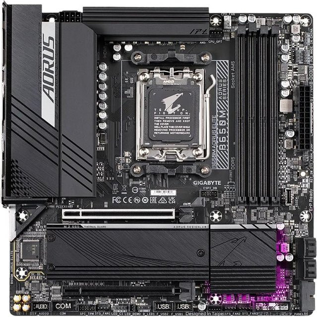 Gigabyte B650M AORUS ELITE Micro-ATX Mainboard für AMD Ryzen 9000 CPUs, DDR5, PCIe 5.0, 2.5GbE LAN, Schwarz - Bild 2