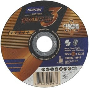 Norton QUANTUM 3-Metall Trennscheibe, Durchmesser: 125 mm, Dicke: 1,3 mm, Bohrung: 22,23 mm, mehrfarbig - Bild 1