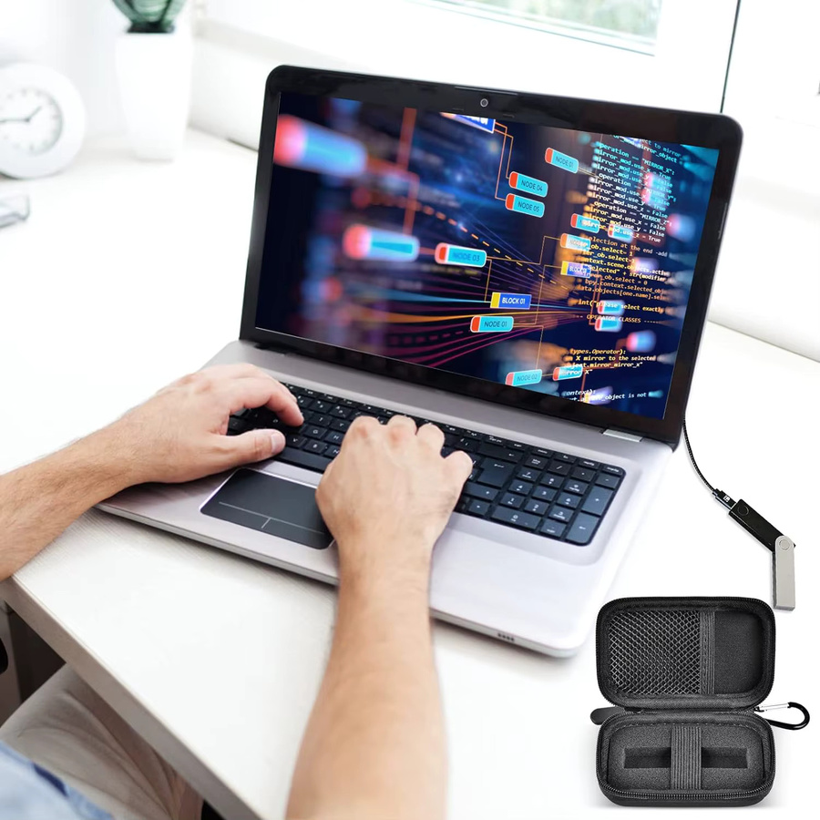 Paiyule EVA-Ledger Nano X/S/Plus-Hülle in Schwarz, stoßfeste Krypto-Geldbörsen-Schutzhülle mit Kabelaufbewahrung und tragbarem Organizer für Bitcoin - Bild 6