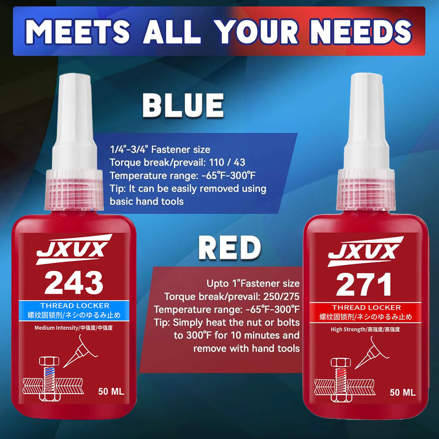 Anaerober Klebstoff 243 Blauer Gewindesicherungsmittel zur Schraubensicherung und Montage von Metallbolzen - Bild 2