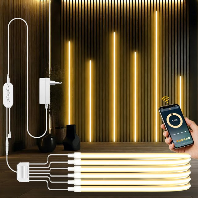 Dimmbare MALITAI COB-LED-Neonstreifenleuchte in Warmweiß mit Bluetooth-App-Steuerung für TV-Hintergrundbeleuchtung und Schrankdekoration - Bild 1