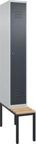 C+P Spind Classic PLUS Garderobenschrank mit Sitzbank, 1 Abteil, Farbe Grau, B/T/H: 212,0 x 30,0 x 81,5 cm - Bild 1