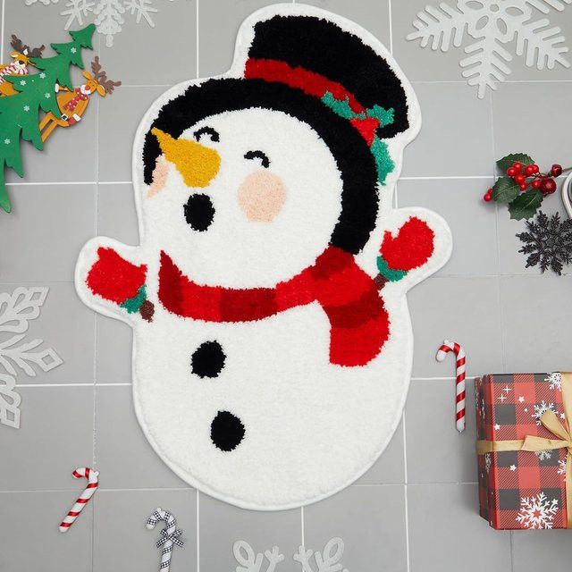 VIKAMA Weihnachts-Bodenmatte aus wollähnlichem Kaschmir für Badezimmer und Schlafzimmer, waschbar und warm - Bild 1