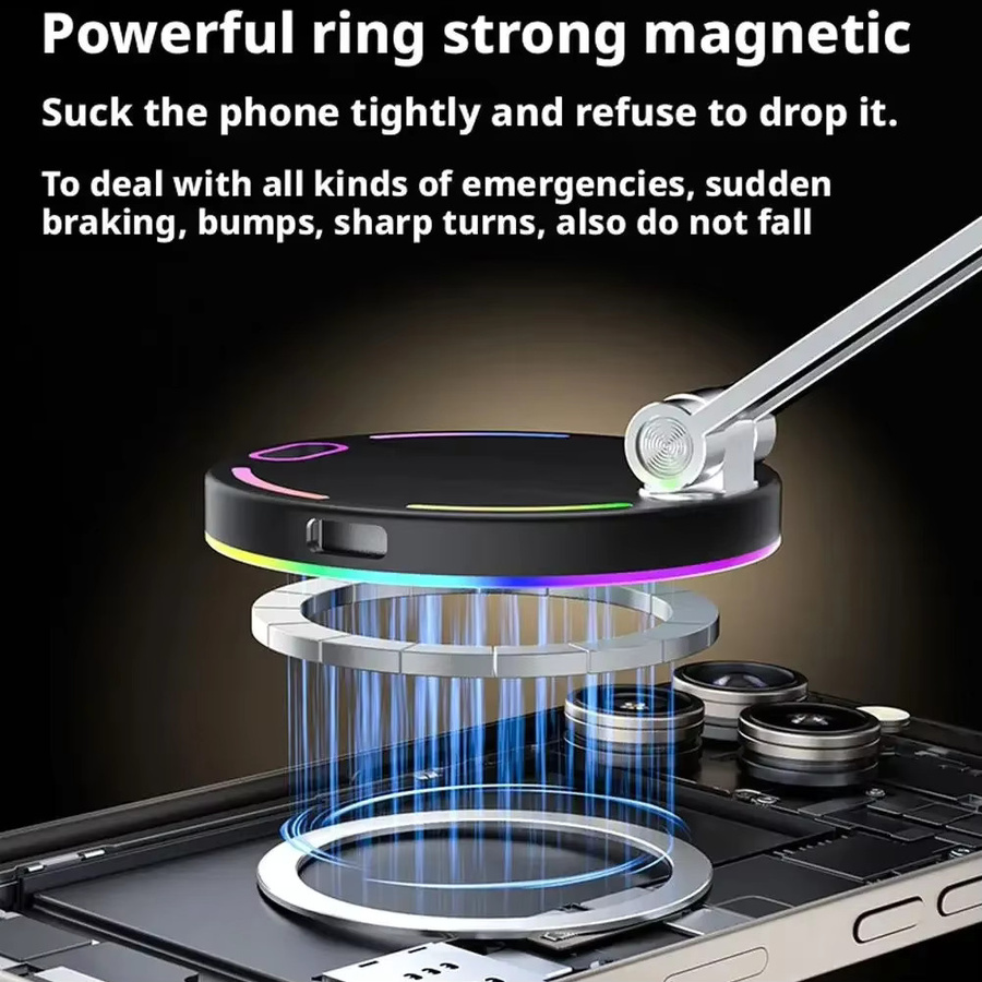 KEBETEME Magnetische Drahtlose Ladestation für das Auto mit Vakuum-Saugnapf-Halterung für iPhone 12 13 14 15 16 Pro Max - Bild 5