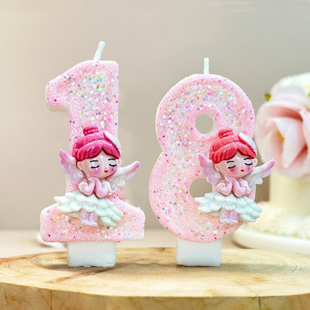 MINISO Zahlenkerzen für Geburtstagsparty in Rosa als handgemachte Kuchen-Dekoration - Bild 1