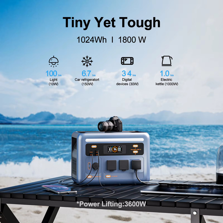 OSCAL PowerMax 1800SE Powerstation 1800W mit 1024Wh LiFePO4-Akku und 200W Solarpanel inklusive AC 220V Ausgang für Camping und Wohnmobil - Bild 7