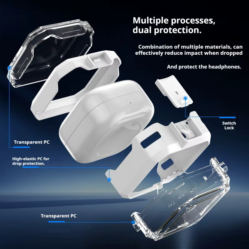DIXSG Schutzhülle für Galaxy Buds 4 / 4 Pro mit transparentem Deckel und Sicherheitsverschluss in Blau und Transparent - Bild 2
