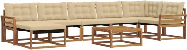 vidaXL Outdoor-Sofagarnitur 22-teilig aus Akazienholz und Textilene in Natur und Beige mit UV-beständigen Polstern - Bild 1