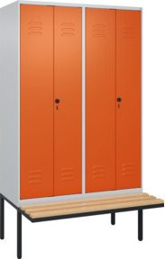 C+P PSA Doppel-Spind Classic PLUS Sitzbank mit 4 Abteilen, Buche-Hartholz und Sicherheits-Drehriegel, Farbe Orange, B/T/H: 212,0 x 120,0 x 81,5 cm - Bild 1