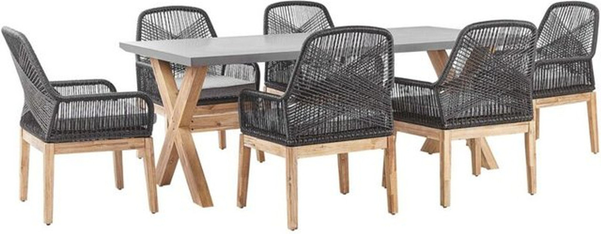 Gartenmöbel-Set Olbia 6-Sitzer von BELIANI in Schwarz mit Kissen im Industrial Design aus Stahl und Polyester - Bild 1