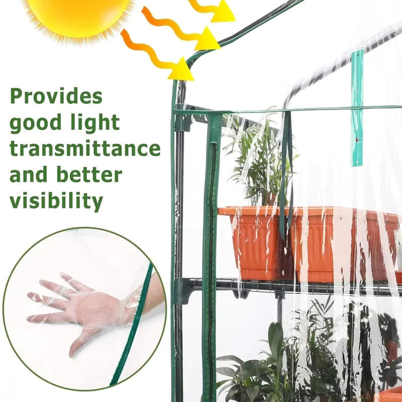 Transparente PVC Ersatzabdeckung für 2-5-stufige begehbare Gewächshäuser mit Reißverschluss für den Außenbereich - Bild 5