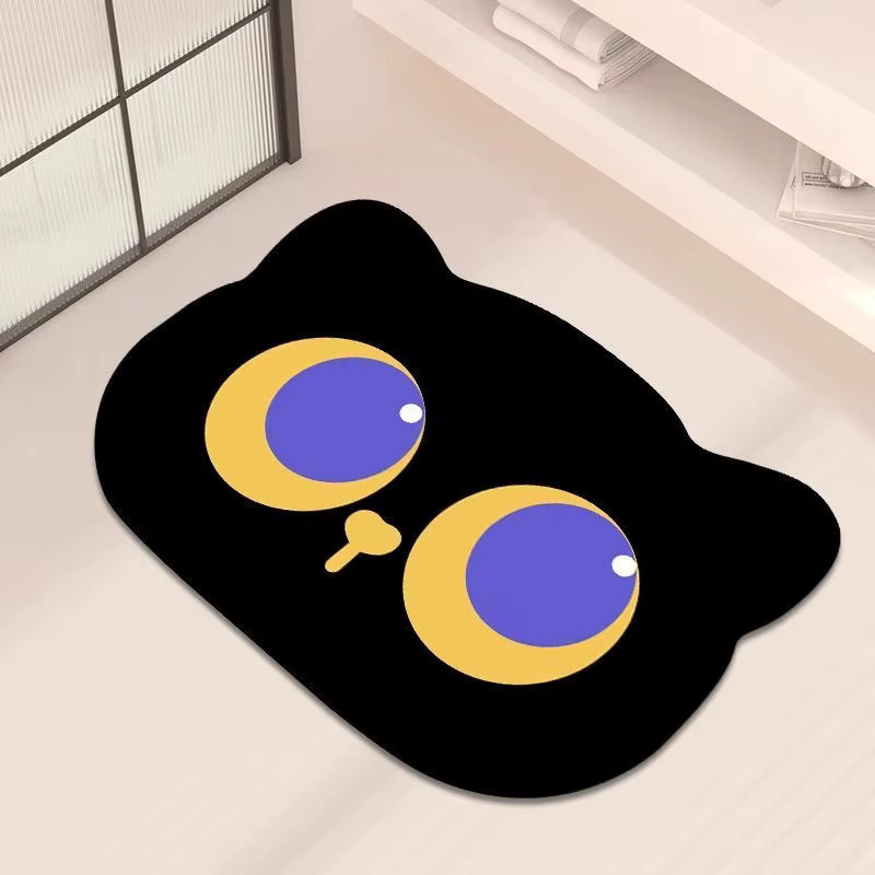 DHDH Diatomit-Badematte Schwarze Katze, schnelltrocknend und rutschfest, B/T: 60 x 40 cm - Bild 1