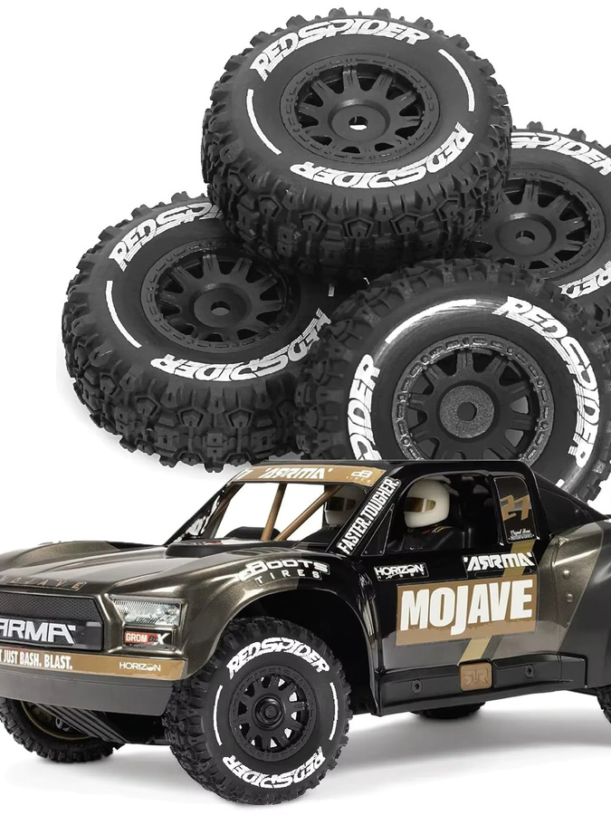 RS RC Short Course Truck Reifen und Räder, 4-teiliges Set, 1:18, Gummi, Schwarz - Bild 7
