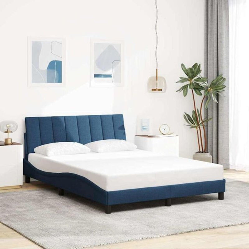 Modernes Polsterbett hanko von Vidaxl in Blau aus Stoff, Metall und Holzwerkstoff, B/T: 140 x 200 cm - Bild 1