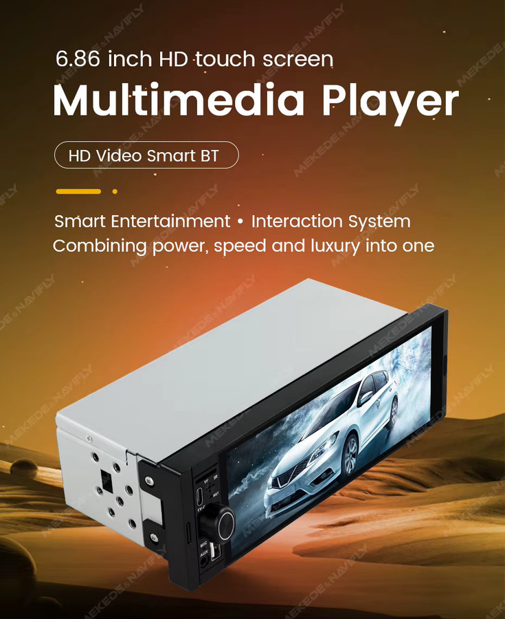 MEKEDE OD8 1DIN MP5 Autoradio mit 6.86 Zoll IPS Touchscreen, Wireless Carplay und Android Auto, Multimedia Player in Schwarz mit USB-C und AUX - Bild 2