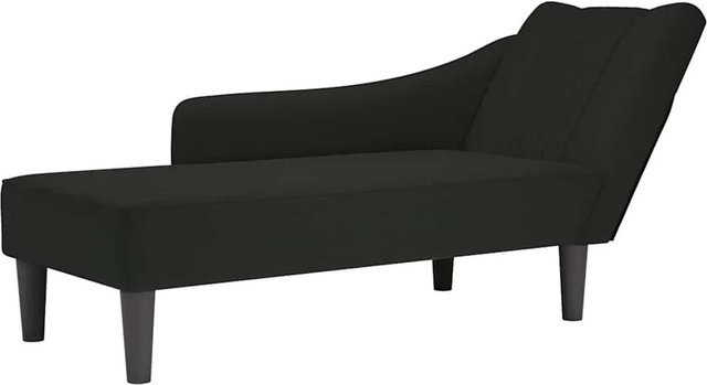 vidaXL Chaiselongue mit rechter Armlehne in Schwarz aus Samt, B/T/H: 140 x 56 x 66 cm - Bild 1