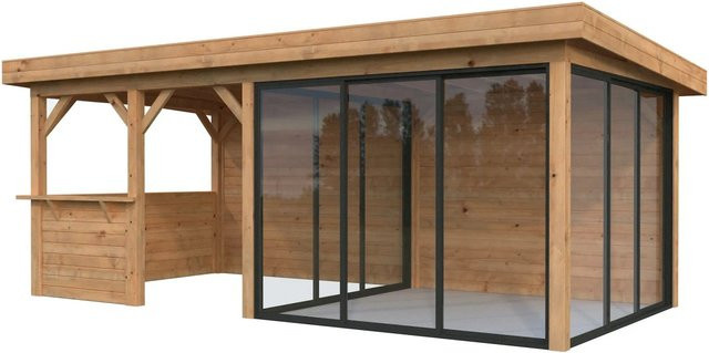 Palmako Pavillon Lenna Set 408 Slide aus Fichtenholz in Braun, B/H/T: 588 x 245 x 300 cm - Bild 1