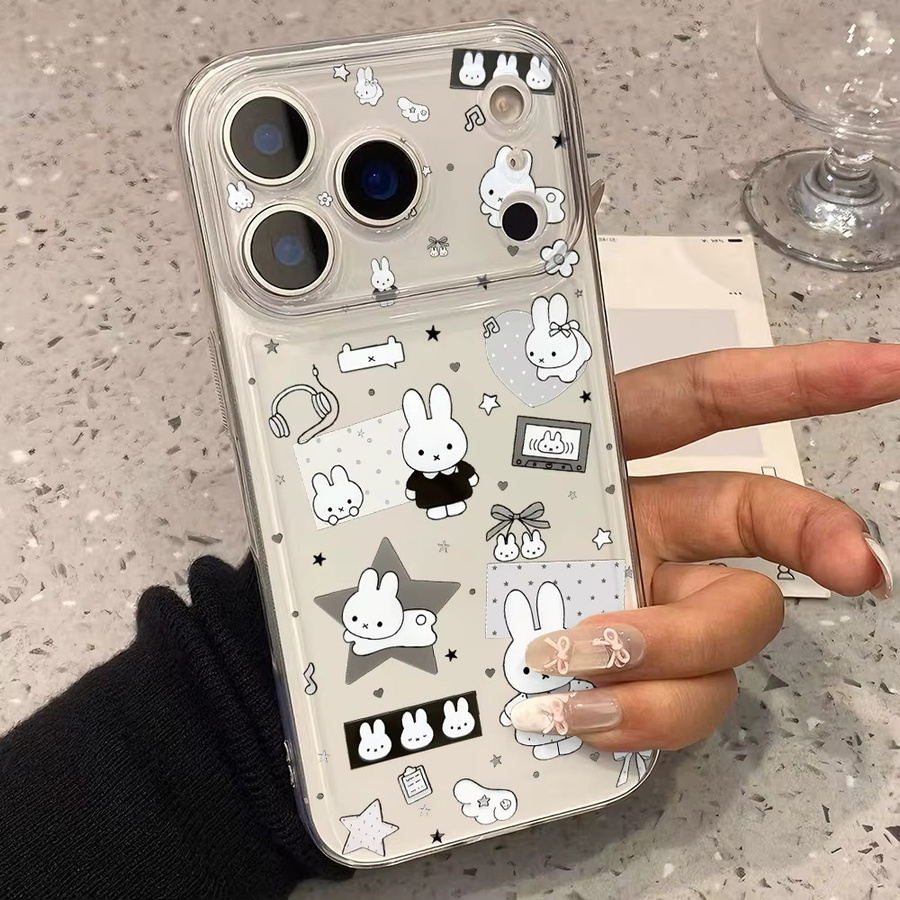 Miffy Handyhülle für Redmi Note 15 14 13 12 11 10 9 8 Pro Plus 5G mit weißem Kaninchen Motiv aus transparenter TPU Schutzhülle - Bild 4