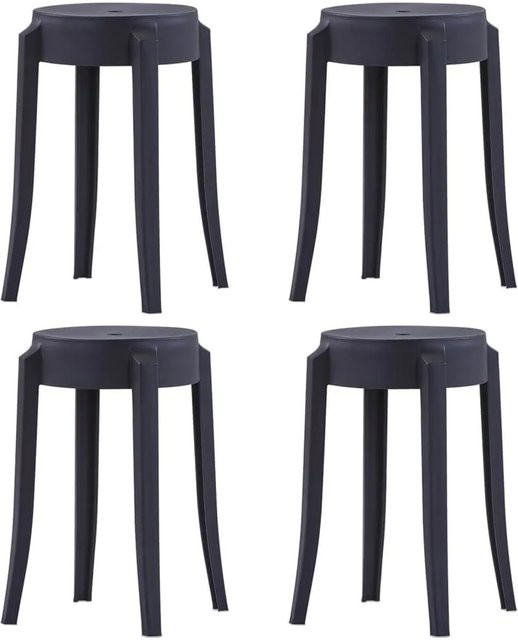 vidaXL Stapelbare Hocker 4er Set aus Kunststoff in Schwarz für Garten und Innenbereich - Bild 1