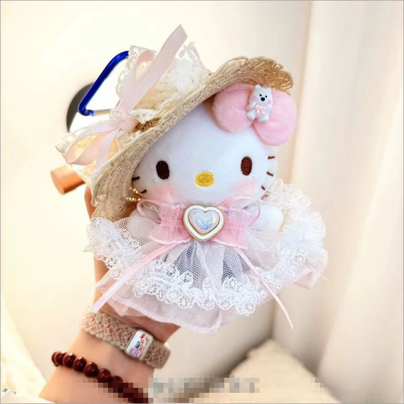 Sanrio Hello Kitty Plüschpuppe, Schlüsselanhänger, 15cm, Rosa/Pink - Bild 1