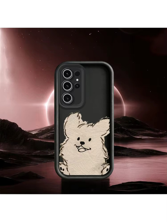 Silikon Handyhülle mit Hundemuster für Samsung Galaxy S26 Ultra S25 S24 S23 Ultra Plus S22 S21 S20 Note 20 Ultra in Schwarz - Bild 4
