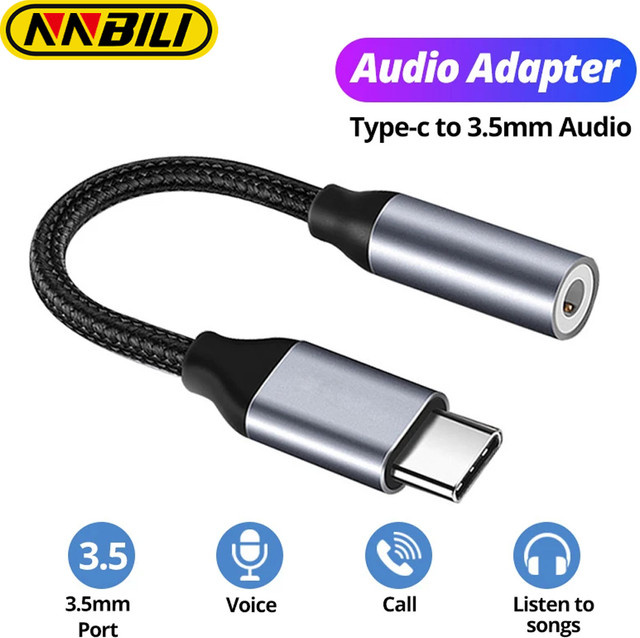 NNBILI USB Typ C auf 3,5 mm Aux-Adapter in Schwarz als Audiokonverter für iPhone 15, Samsung S24, S23 Ultra und Xiaomi 14 - Bild 1
