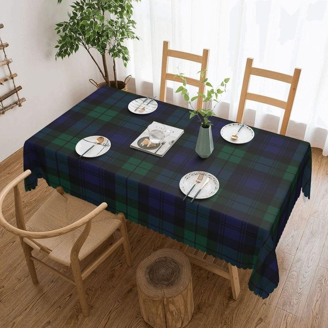JINGYUE Pet Tischdecke Blackwatch Tartan im Karomuster, Blau Grün Schwarz, B/B: 137 x 183 cm - Bild 1
