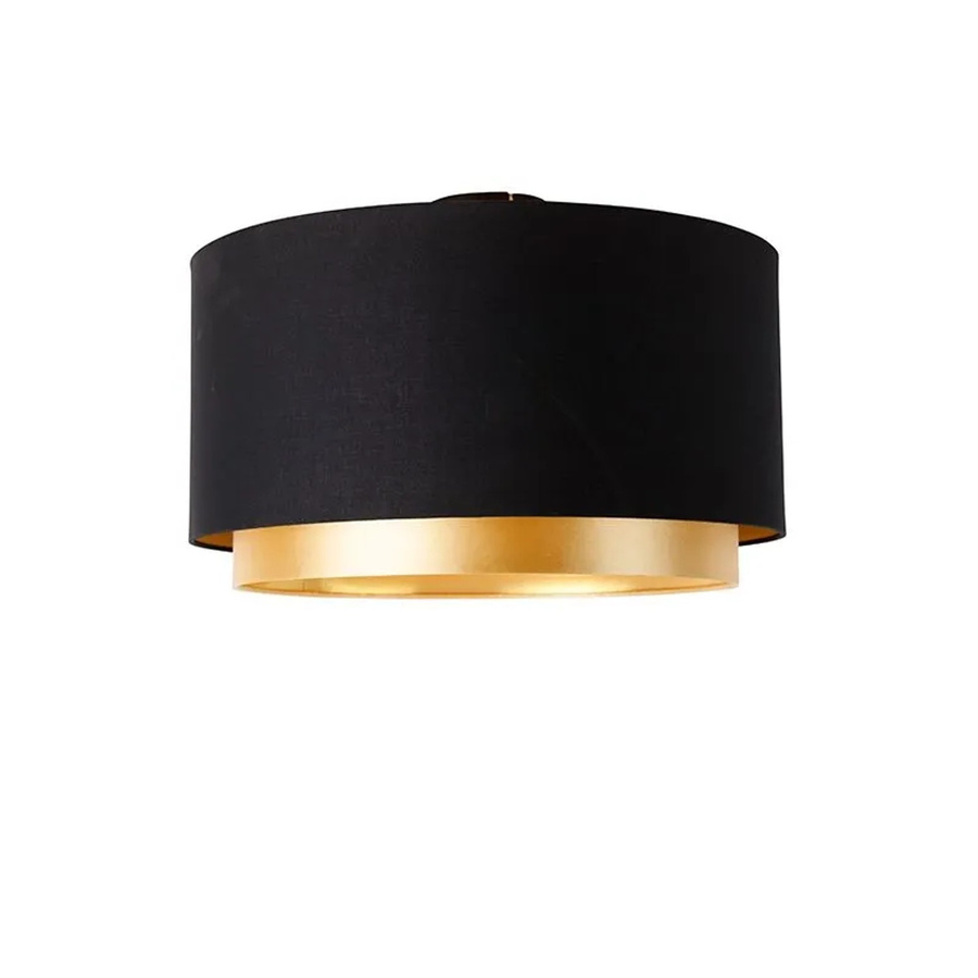 QAZQA Moderne Deckenleuchte Schwarz und Gold mit Stoffschirm, E27, dimmbar, Durchmesser: 47 cm - Bild 2