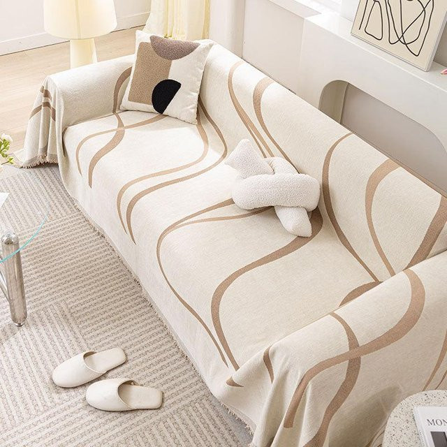 Yiran Furniture Sofabezug aus Chenille in Beige, universeller Stoffbezug für alle Jahreszeiten, B/T: 180 x 230 cm - Bild 1